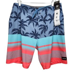 Hurley Phantom Weekender Flashed Crimson Palm Stripe Boardshorts NWT Men Size 30
